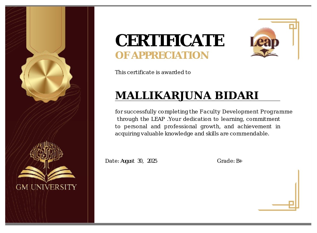 Mallikarjuna V B Faculty Development Certificate